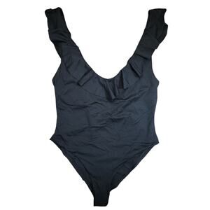 EBERJEY‎ One Piece Ruffle Swimsuit L Beach Resortwear Coastal Vacation Poolside